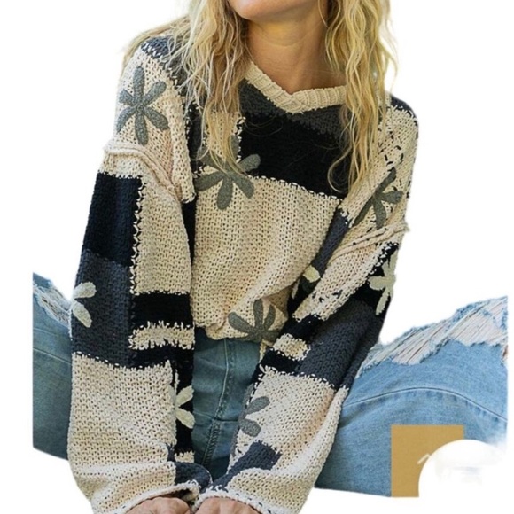 POL Hoodie Floral Patchwork Chenille
Pullover Sweater Boho Large Boutique - Picture 13 of 13